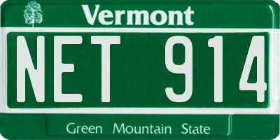 VT license plate NET914