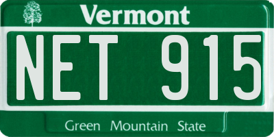 VT license plate NET915