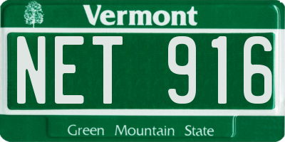 VT license plate NET916