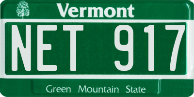 VT license plate NET917