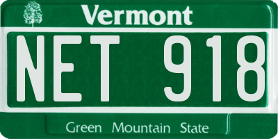 VT license plate NET918