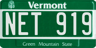 VT license plate NET919