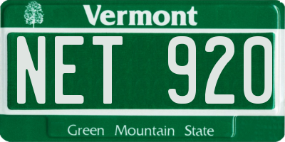 VT license plate NET920