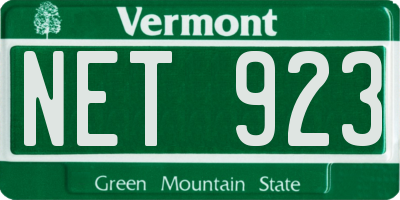 VT license plate NET923
