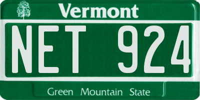 VT license plate NET924