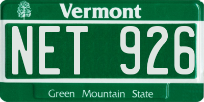VT license plate NET926