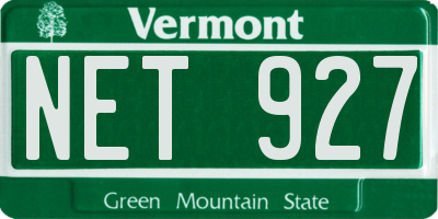 VT license plate NET927