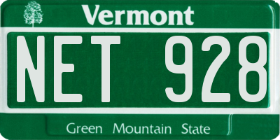 VT license plate NET928