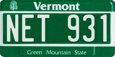 VT license plate NET931