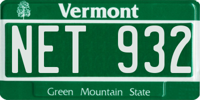 VT license plate NET932