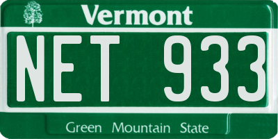 VT license plate NET933