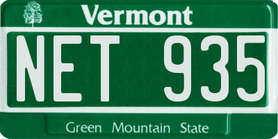 VT license plate NET935