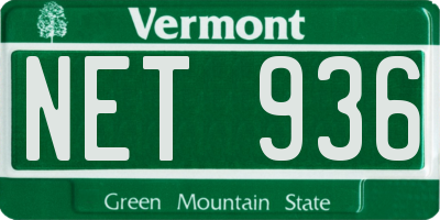 VT license plate NET936