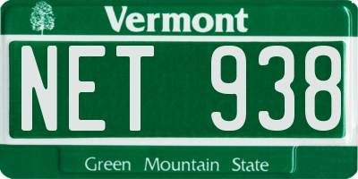 VT license plate NET938