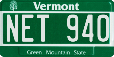 VT license plate NET940