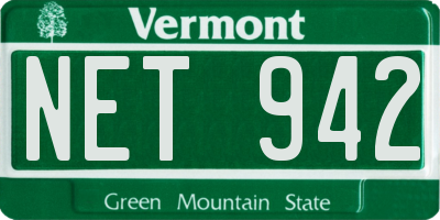 VT license plate NET942