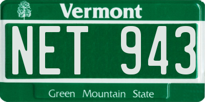 VT license plate NET943