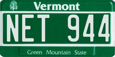 VT license plate NET944