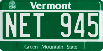 VT license plate NET945