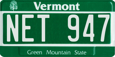 VT license plate NET947