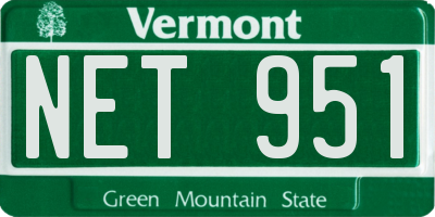 VT license plate NET951