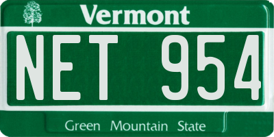 VT license plate NET954