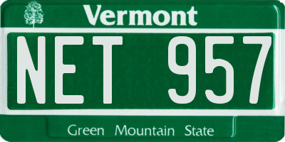 VT license plate NET957