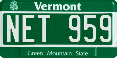 VT license plate NET959