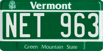 VT license plate NET963