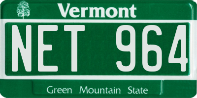 VT license plate NET964