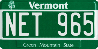 VT license plate NET965