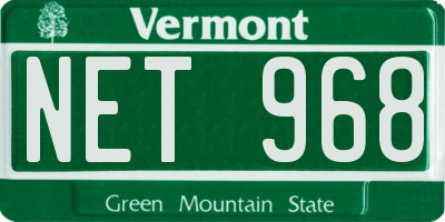 VT license plate NET968