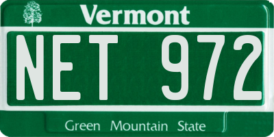 VT license plate NET972