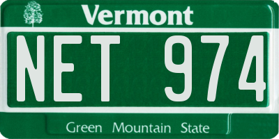 VT license plate NET974