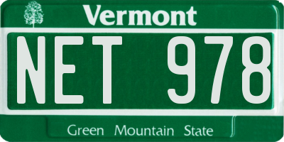 VT license plate NET978