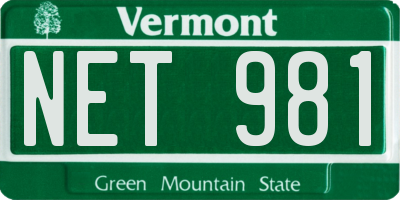 VT license plate NET981