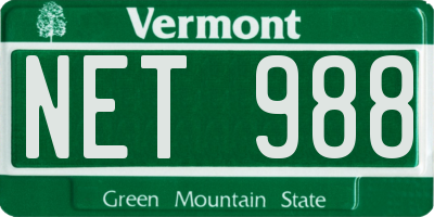 VT license plate NET988