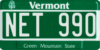 VT license plate NET990