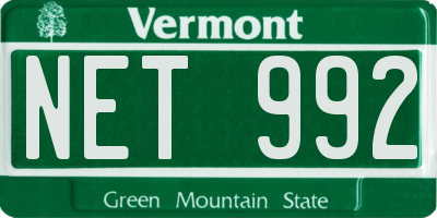 VT license plate NET992