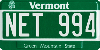 VT license plate NET994