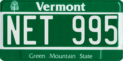 VT license plate NET995