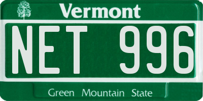 VT license plate NET996