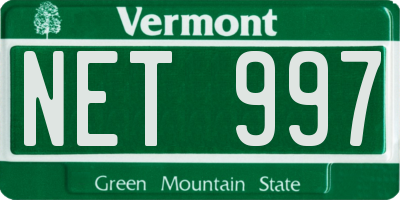 VT license plate NET997