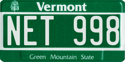 VT license plate NET998