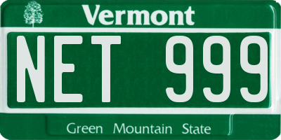 VT license plate NET999