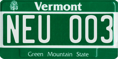 VT license plate NEU003