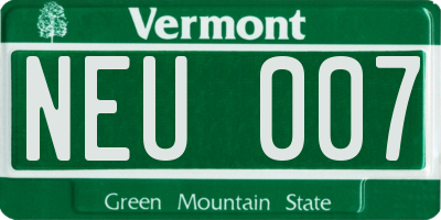 VT license plate NEU007