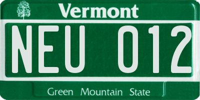 VT license plate NEU012
