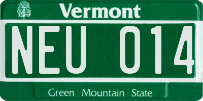 VT license plate NEU014