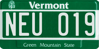 VT license plate NEU019